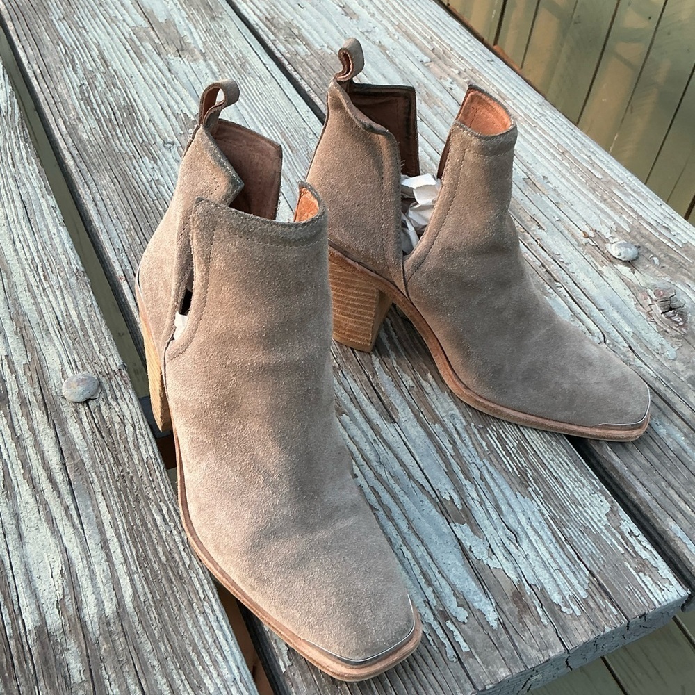 Jeffrey Campbell Tan Ankle Boots with Chunky Heel